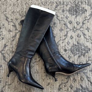 Georgia Boot In Black Leather by Larroudé